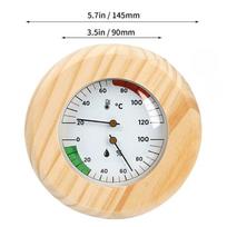 Wall mount sauna thermometer and humidity gauge wooden frame analog reading precise for spa steam room and wellness areas