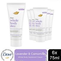 Dove Whole Body Odour Protection Deodorant Cream Lavender & Camomile 75ml, 6 pk