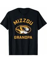 Mizzou Tigers Arched Grandpa T-Shirt - Black, Unisex-Adults, Short Sleeve, University Logo T-Shirt, Small S