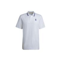 adidas real Madrid Solid Color Stripe Casual Short Sleeve Polo Shirt White Men's H59050 M