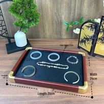 Walnut Wood Grain Jewelry and Ornament Display Tray 35x24x3cm
