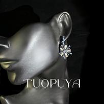 Elegant Hong Kong Snowflake Blue Silver Needle Earrings - Versatile Summer Ear Jewelry