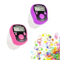 T02C!Row Counter And Stitch Counters 2 Pcs LED Digital For Knitting Sewing Crochet Stitch Markers 50 Pcs