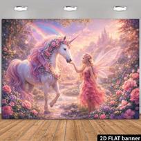 2D Fantasy Castle Unicorn and Fairy Tale Backdrop Photography Background 47.2x31.5inch/120*80cm