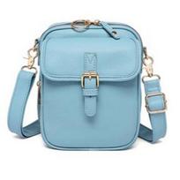 Vintage Shoulder Bag with 10 RFID-Blocking Slots Double Layer Large Capacity Crossbody Bag Women's Anti-Theft Messenger Purse 15.5x8.5x20.5cm šviesiai mėlyna spalva