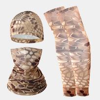 Outdoor Cycling Set Ice Silk Head Cover Face Mask Sun Protection Arm Sleeves Neck Gaiter Lightweight Breathable Fabric One Size