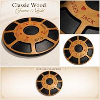 Solid Wood Tripoley Game Board with Integrated Card and Chip Holders Traditional Circular Design for Family and Group Play Durable Construction One Size