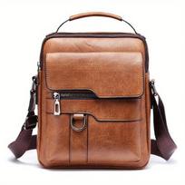Brand Men Shoulder Bag for 9.7  iPad Men PU Leather Flaps Men's Crossbody Bags Business Flap Male Solid Messenger Bag Travel Bag chaki