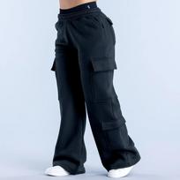 Women's Wide Leg Cargo Pants Elastic Waistband with Large Pockets Casual Fitness Sportswear Y2k Long Pants S