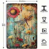 Planetjuice Vibrant Sunflower Dragonfly Metal Sign Garden Home Decor x Inches (as the picture,20x30cm)