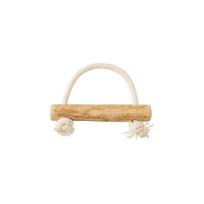 Durable Dog Chew Toy Natural Wood and Cotton Rope Knot for Medium Large Dogs Teeth Cleaning Tugging and Chewing Activity