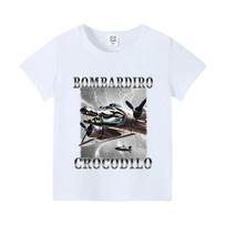 Italian Brainrot Bombardiro Crocodilo Kids Shirt Funny Meme Graphic Tee Cotton 3XL