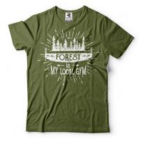 Forest Local Gym lumberjack Funny T-shirt Gift for Him Tee Shirt L