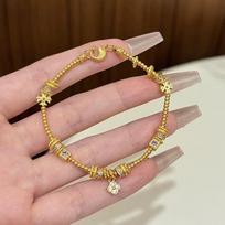 Gold-Plated Four-Leaf Clover Cross Bracelet - New Chinese Style High-End Women's Jewelry