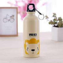 Vibrant 500ml Sports Cycling Camping Aluminum Alloy Water Bottle With Cartoon Design Beige Lion