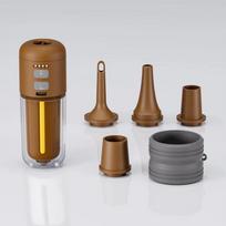 Portable Electric Air Pump for Seamless Inflation with Handy Built-in Camping Light brown