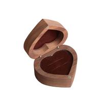 Wedding Walnut Wood Rings Box Anti-collision Rings Bearer Box Simple Heart Rings Holder  Couples Coffee-2 Slots