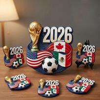 2026 m. Pasaulio taurės commemorative dervos figūrėlė Futbolo gerbėjo kolekcinis dekoras Šaldytuvo magnetas 3D modelis Kūrybiška dovana auksas