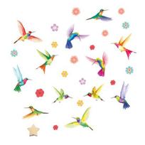 Glow in The Dark Wall Sticker, Hummingbirds Flowers Luminous Wall Decal, Waterproof Self Adhesive Sticker for Kids Room Nursery A