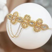 1920s Rhinestone Headband: Handmade Crystal Beaded Elastic Hair Accessory for Bridal Updos auksas