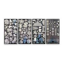 Korean Traditional Pattern and Minhwa Hologram Mother of Pearl Sticker 4 Piece Set