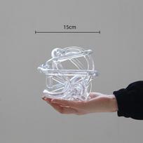 Kūrybiškas skaidrus geometrinis rankų darbo stiklo virvės tuščiaviduris spiralės vyniotas kamuolys skaidrus ornamentas stiklo amatas namų dekoracija