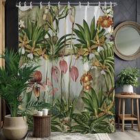 Tropical Botanical Shower Curtain – 72x72 Inches Vintage Rainforest Plants Design, Waterproof Fabric Bathroom Curtain with (as the picture,90x180cm35x71in)