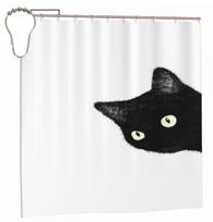 Cartoons Cat Shower Curta Cute Animal Pattern Kids Bathroom Decor Waterproof Home Bath Cloth Hanging Curtain With Hooks (plum,92x183cm  36x72in) slyva