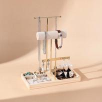 Simple Wood Necklace Holder Organizer Space Saving Jewelry Display Stand  Home Decor