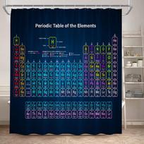 Periodic Table Shower Curtain Modern Fun Chemistry Elements For Students Home Decor Polyester Fabric Bathroom Curtain With Hooks (as the picture,90x180cm-35x70in)