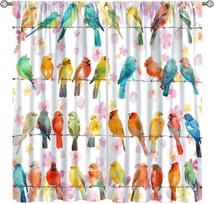 Birds Bible Verse Kitchen Curta, Christian Rustic Flower Cross Scripture Quote Hummingbird Window Drapes For Bedroom 53x116CM-2PC
