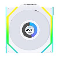 LIANLI 120mm ARGB Fan, Reverse Model, UNI FAN RS SL LCD Wireless 120 WT Single Pack, 1.6-inch LCD Screen, 2.4GHz Wireless, Cable Management-Free,