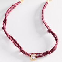 Exquisite Cross-border Double Rope Knot Necklace with Zircon Stone, Pure Rope & Simple Layered Style