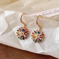 French Zircon Flower Ear Hooks: Exquisite, Light Luxury, High-End Fashion Earrings
