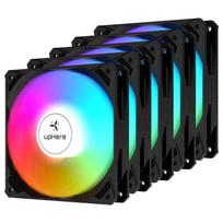 Novonest upHere 120mm ARGB PC Case Fan, Silent, High Performance, AURA Sync Compatible, LED 5V PWM, 5-Piece Set, White [NT1207-5-JP]