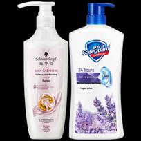 Safeguard Lavender Body Wash & Schwarzkopf Cashmere Shampoo Bundle