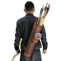 Huwairen Odinis Lanko Šaudymo Strėlinė: Paprasta, patogi kuprinė lauko medžioklei Leather Back Quiver