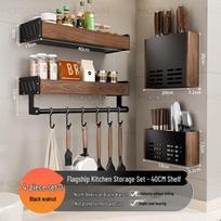 Bamboo Countertop Kitchen Storage Rack with Hooks