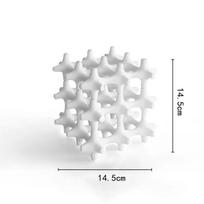 Geometric Square Sculpture Hollow Cube Resin Handicraft Silver Empty Layer Decorative Figurines Home Decoration Accessories