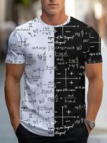 Summer Men's Fashion New Math Formula 3D Printed Top Fun Short Sleeve Equation Boys Color Block Casual Shirt S