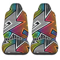 Crazy Graffiti Pattern Car Seat Cover Seat Cover Anti Fouling and Convenient Protective Cover Unique Style 2PCS Universal Type