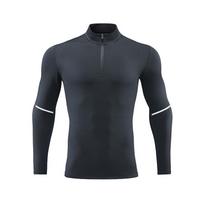Men's Spring Quick Dry Long Sleeve Half-Zip Fitness Running Shirt S tamsiai pilka spalva