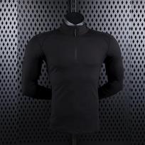 Men's Velvet Long Sleeve Half-Zip Running Tee - Elastic Fitness & Casual Wear 2XL juoda