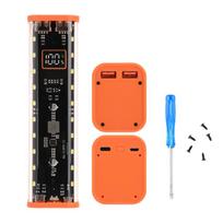 8x18650 DIY Power Bank Case 22.5W LED Light Digital Display Fast Charging Portable Removable Power Box For Huawei Xiaomi Sumsung oranžinė