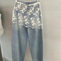 JEANS Decor Lace Fart Curtain Slim Fit Sheer Embroidery Flower Lace Half Skirt Sweet Side Button See Through Apron Skirt Y2K Asian One-size