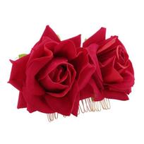 A95D-Rose Flower Hair Clip Slide Flamenco Dancer Pin Flower Brooch Lady Hair Styling Clip Hair Accessories