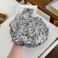 Retro Glitter Sequin Beret Sparkling Trendy Fashion Painter Hat Chic Design Casual Style Lady Octagonal Cap Streetwear