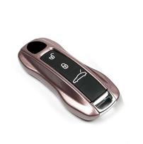 for Porsche Boxster Cayman Panamera Cayenne Macan 718/911 Taycan 3 Pieces Set Painted Cherry Red Plastics Car Key Case Cover
