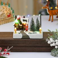 New Resin Christmas Glowing Music Box LED Light Up Village DIY Christmas Ornament Xmas Lighting Music Box for Holiday Home Decor