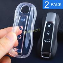 For 2020-2025 Porsche Cayenne/Cayenne Coupe Panamera Taycan 911 Black/Clear Transparent Car Key Fob Case Cover Shell Fob Bag 2pc
